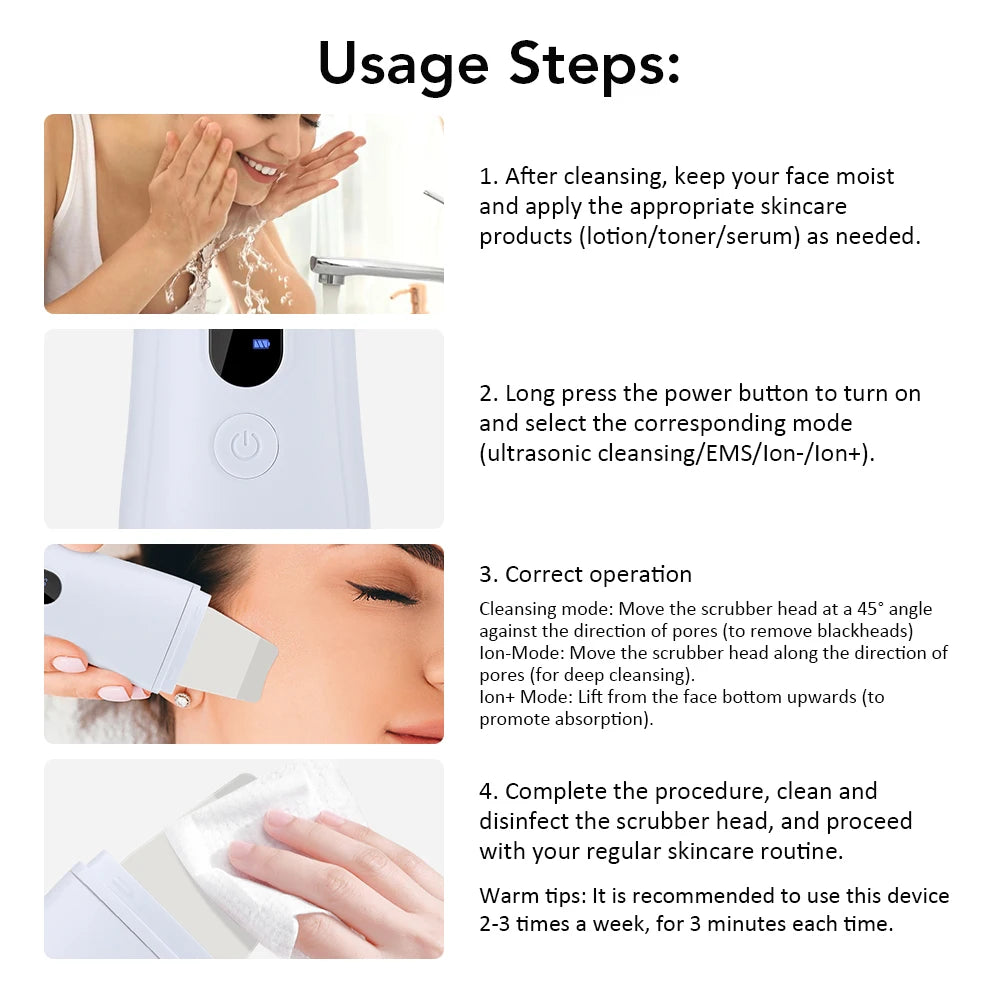 Ultrasonic Skin Scrubber: Ion Facial Cleanser